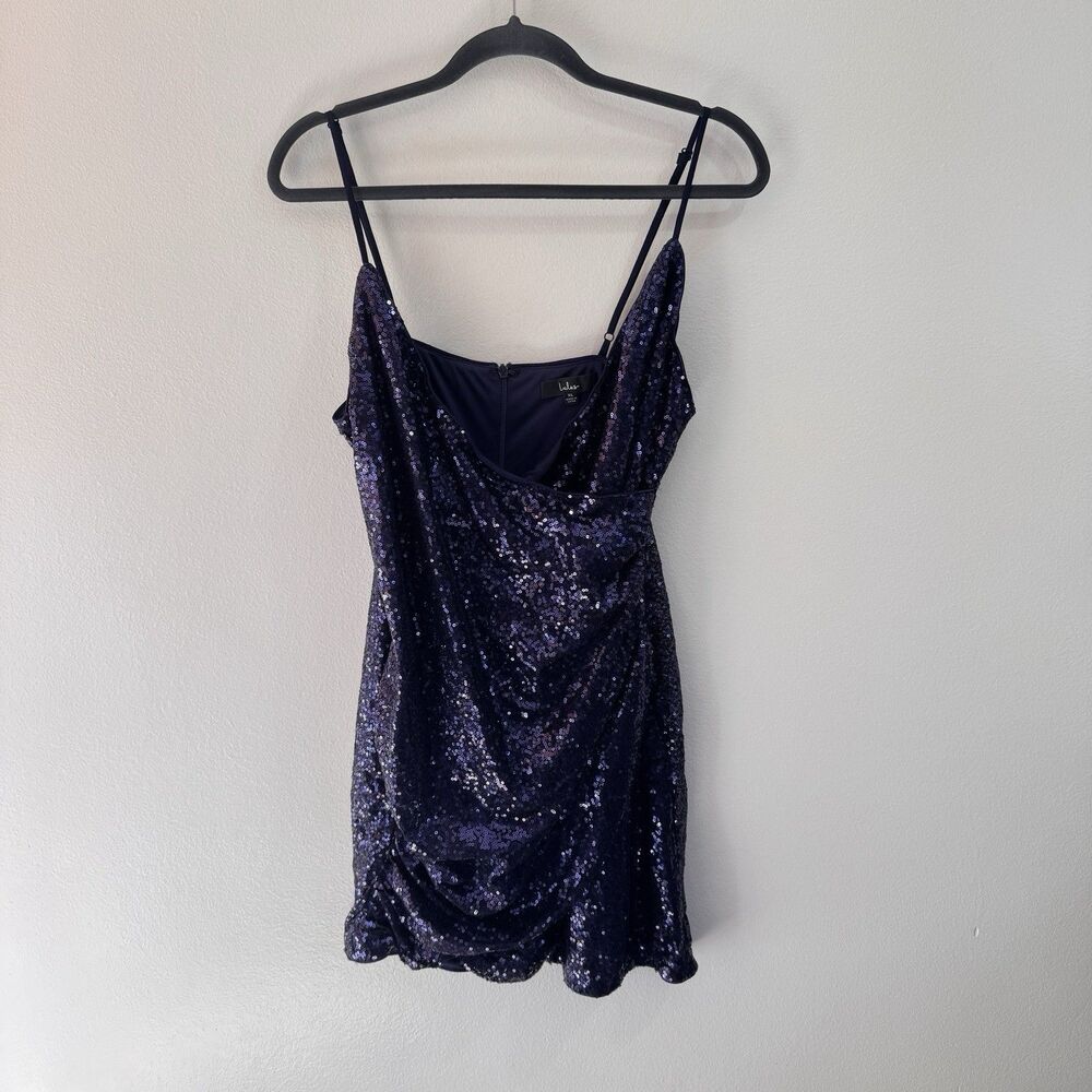 NWT Lulus Tank Dress XL Navy Blue Sequins Wrap Mini Sexy Cocktail Party